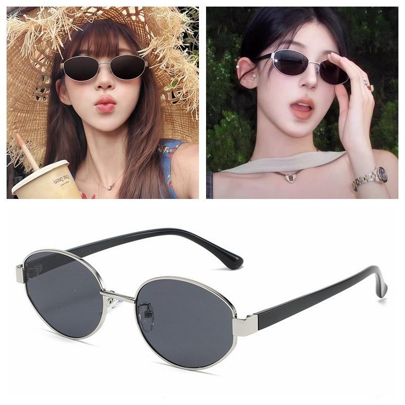Retro Money Style Metal Oval Sunglasses Women 2026 New Sunscreen UV Protection Hong Kong