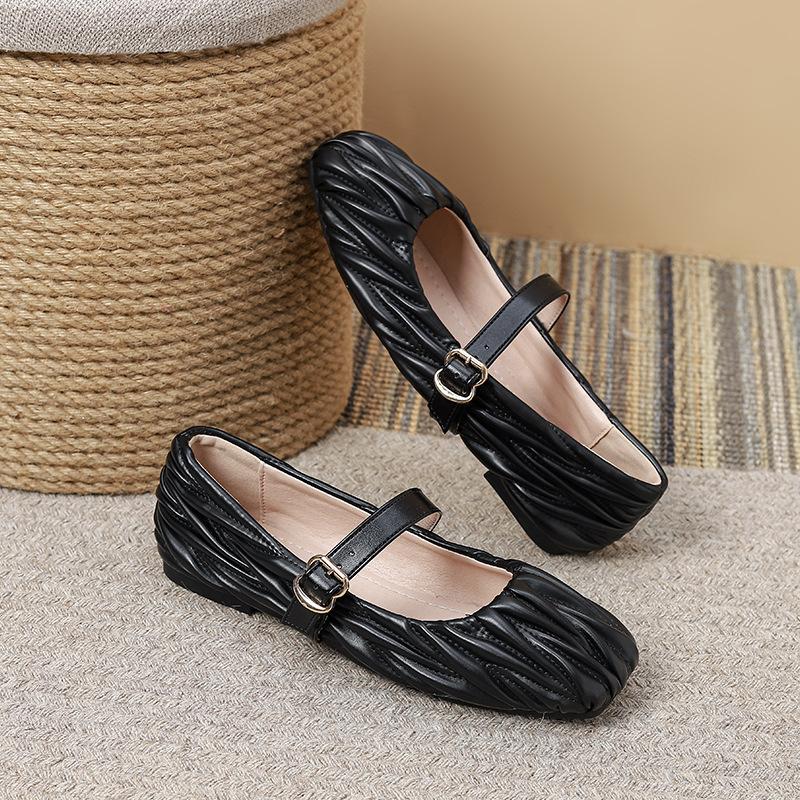 Женские балетки Мэри Джейн Туфли с квадратным закрытым носком, нарядные туфли без застежек на плоской подошве для женщин, повседневные туфли Мэри Джейн на плоской подошве с регулируемым ремешком на щиколотке