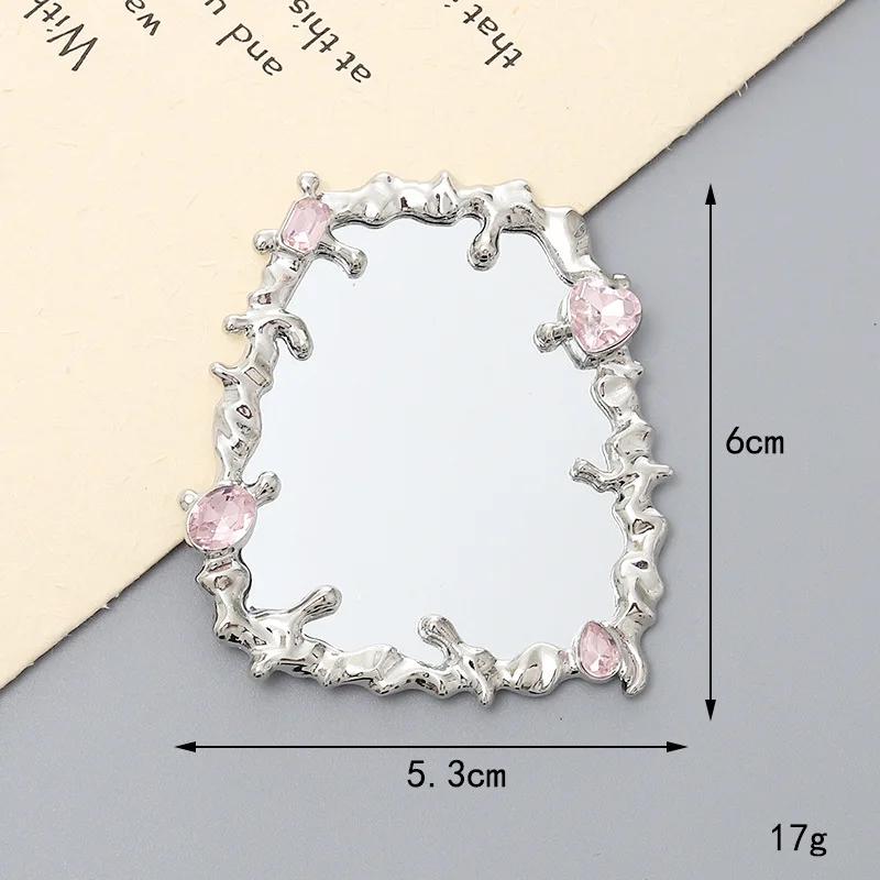 1 шт. Y2K Sense of Advanced Butterfly Heart Shape Girls Gem Makeup Mirror Liquid Metal Style Womens Mini Portable Handheld Mirror