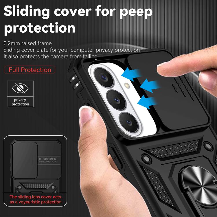 Sliding Camshield Ring Holder Magnetic Phone Case For Samsung Galaxy S26 5G, PC+TPU Military Grade Drop Protection Heat Dissipation Protective Cover