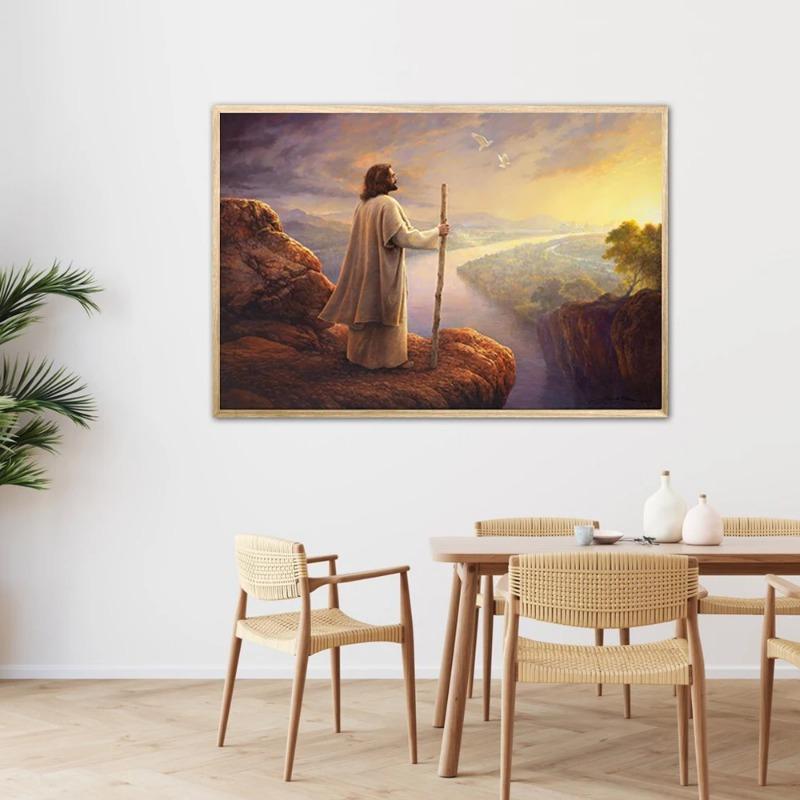 Vintage Risen Jesus Cross Christian Religion Wall Art Canvas Painting Poster Prints Living Room Large Pictures Modern Home Decor