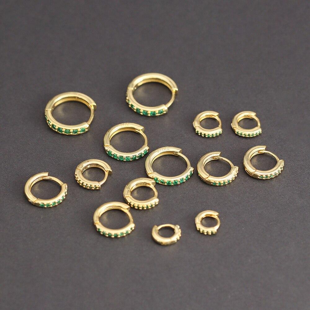 1 Pair Green Little Huggies Stainless Steel Hoop Earrings Girl Tiny Rings Cartilage Small Helix Piercing Tragus Circle Hoops