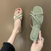 Новые женские тапочки, летние домашние тапочки, верхняя одежда, модная одежда, сандалии с крестообразным носком, тапочки на плоской подошве