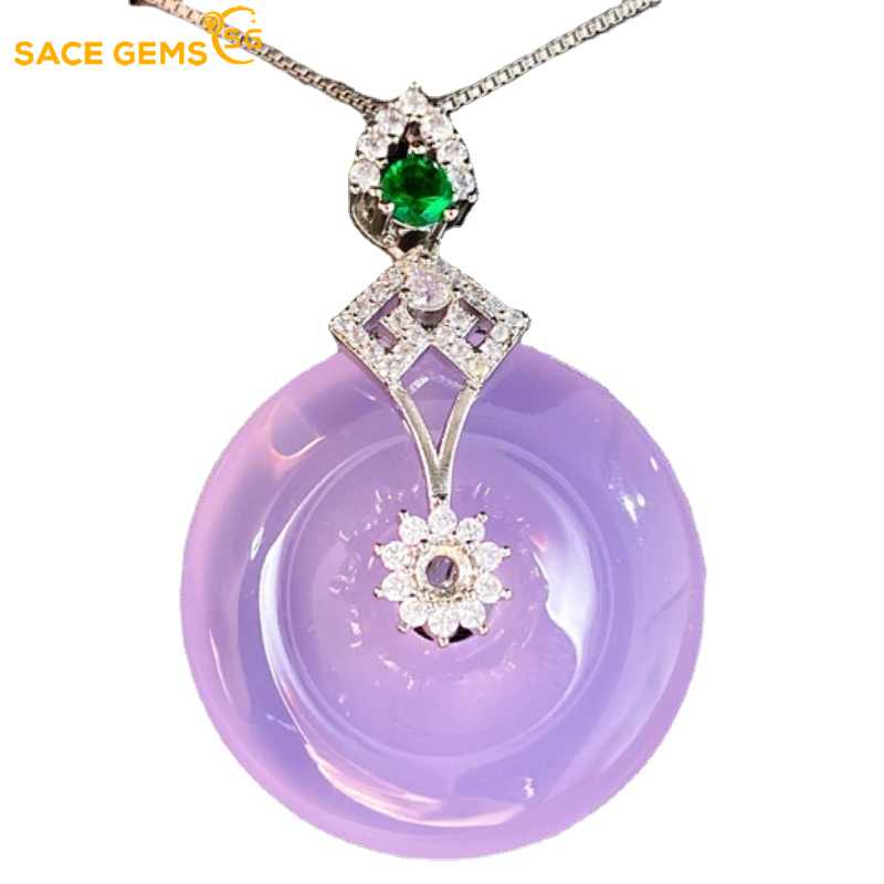 Sace Gems Классический фиолетовый мир пряжка циркон женщин кулон ожерелье мода подарок
