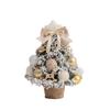 Mini Snow Flocked Christmas Tree Tabletop Artificial Christmas Tree with LED Lights Small Pine Tree with Balls And Bow for Desk Windowsill Decor