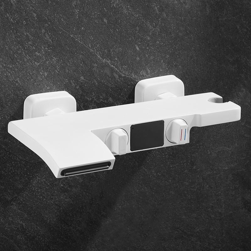 Серый цифровой дисплей для ванны и душа, настенный черный смеситель для ванны, холодная и горячая вода, белые смесители для ванны и душа