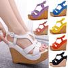 Summer Bohemia Womens Sweet Candy High Heel Wedge Platform Sandals Ankle Strap Shoes