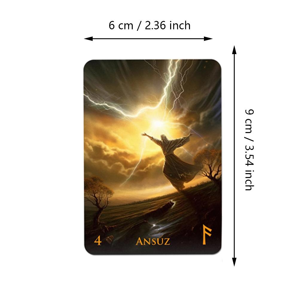 9*6см Колода Рун Странного Мира - 25 Оракульных Карт Старшего Футарка для Гадания Напечатано на Двустороннем Тисненом Картоне 350 г/м²