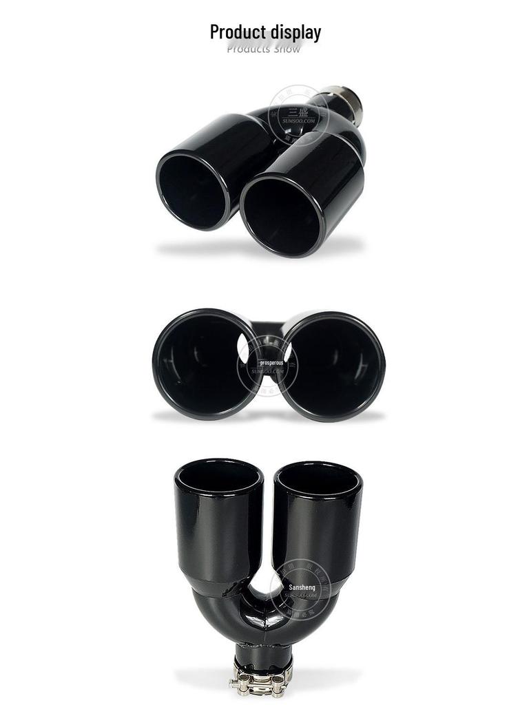 Dual Outlet Stainless Steel Exhaust Pipe - Available In Bright Black and Silver, Compatible with Various Car Models