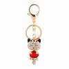 Alloy Rhinestone Key Chain Cat Bling Crystals 3D Rhinestone Keychain Stylish Black Red Charm Pendant Purse Bag Accessory