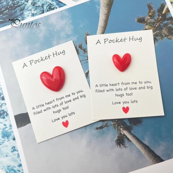Pocket Hug Heart with Greeting Cards Long Distance Relationship Gift for Mom Wife Little Heart Pocket Hug Token for Valentine's Day Christmas