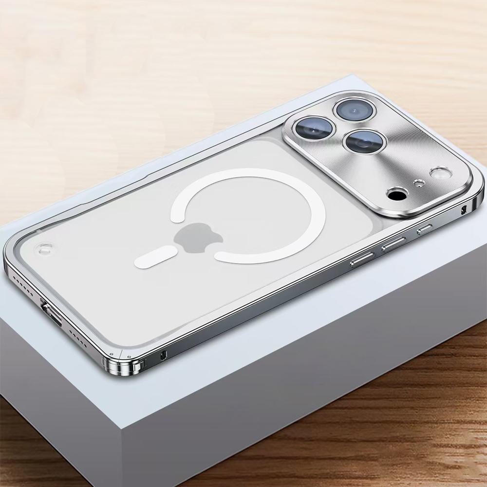 Luxury Aluminium Alloy For Magsafe Magnetic Metal Frame Case For iPhone 17 16 15 14 13 12 Pro Max Wireless Charging All Inclusive Cover
