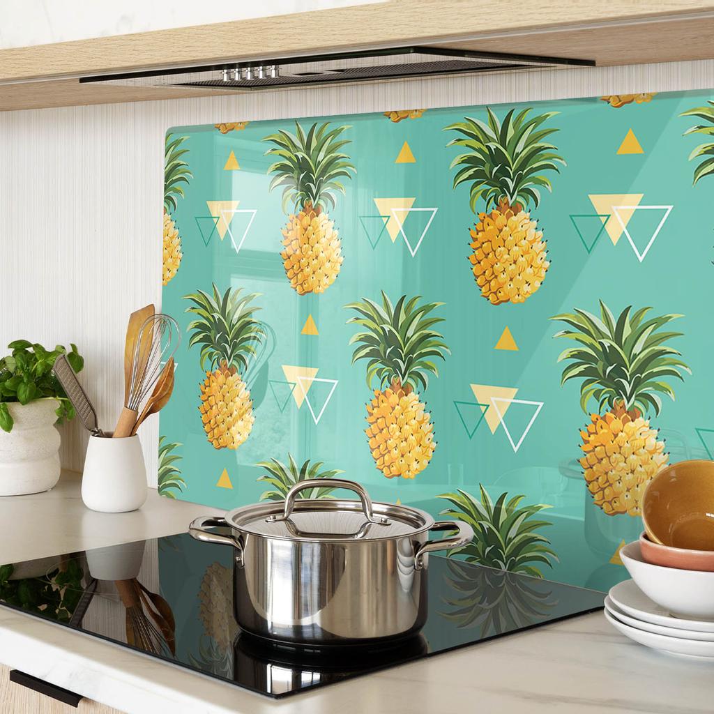 Decorative Glass Kitchen Cutting and Serving Board Pineapple 80x52 cm