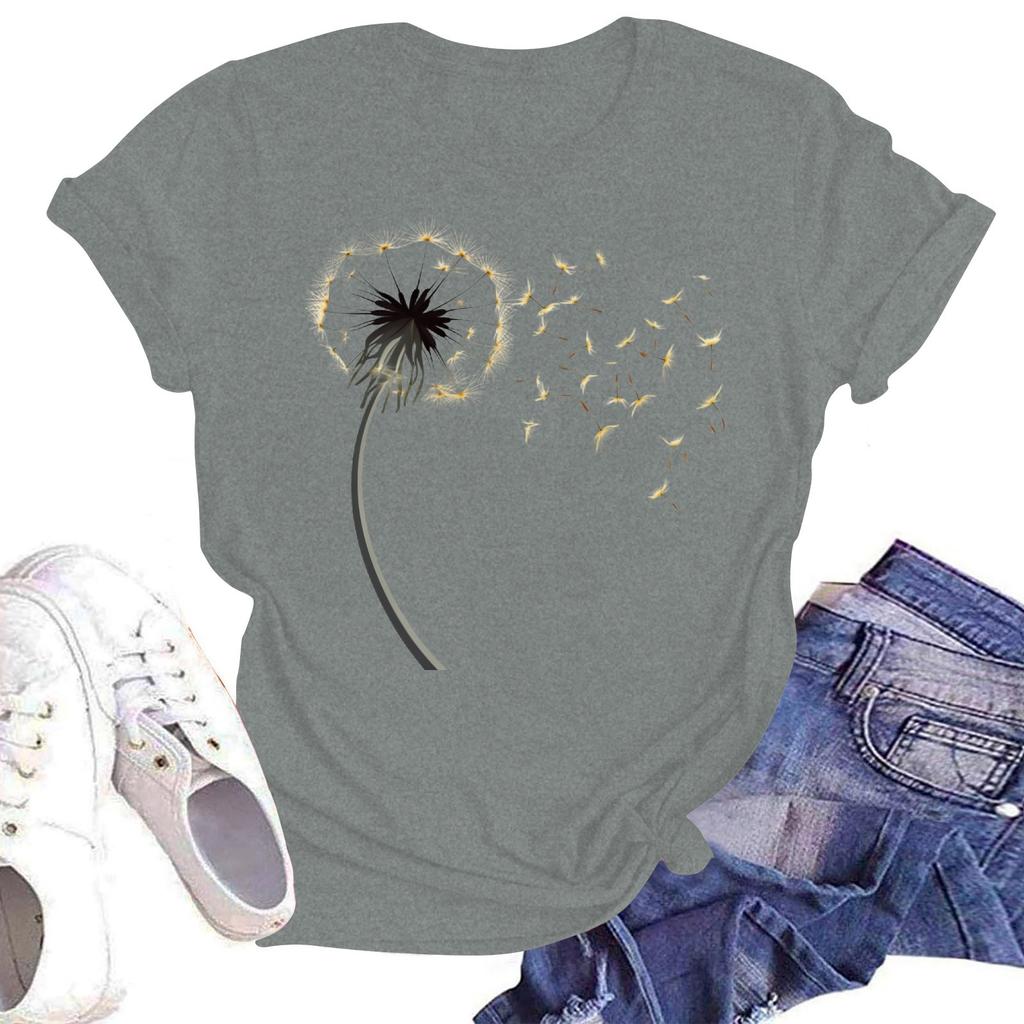 Женская повседневная свободная футболка с принтом, круглый вырез, пуловер, короткий рукав, топ