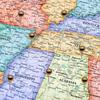 120 Pcs Map Push P,Small Gold Push P for Travel Map Cork Board Bulletin Board Round Head Mini Gold Thumb Tacks for Wall Picture Photo Hanging Home