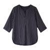 Fashion Large Size Round Neck Striped Shirt Female Seven-minute Sleeve Blouse Loose Casual Shirt Vintage Basic Office Casual Women Shirt