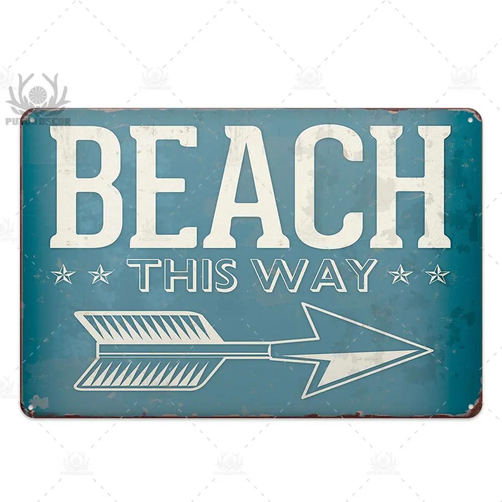 Beach Tin Sign Plaque Metal Vintage Summer Metal Wall Sign Beach Decor for Beach Bar Beach House Seaside Decorative Plate