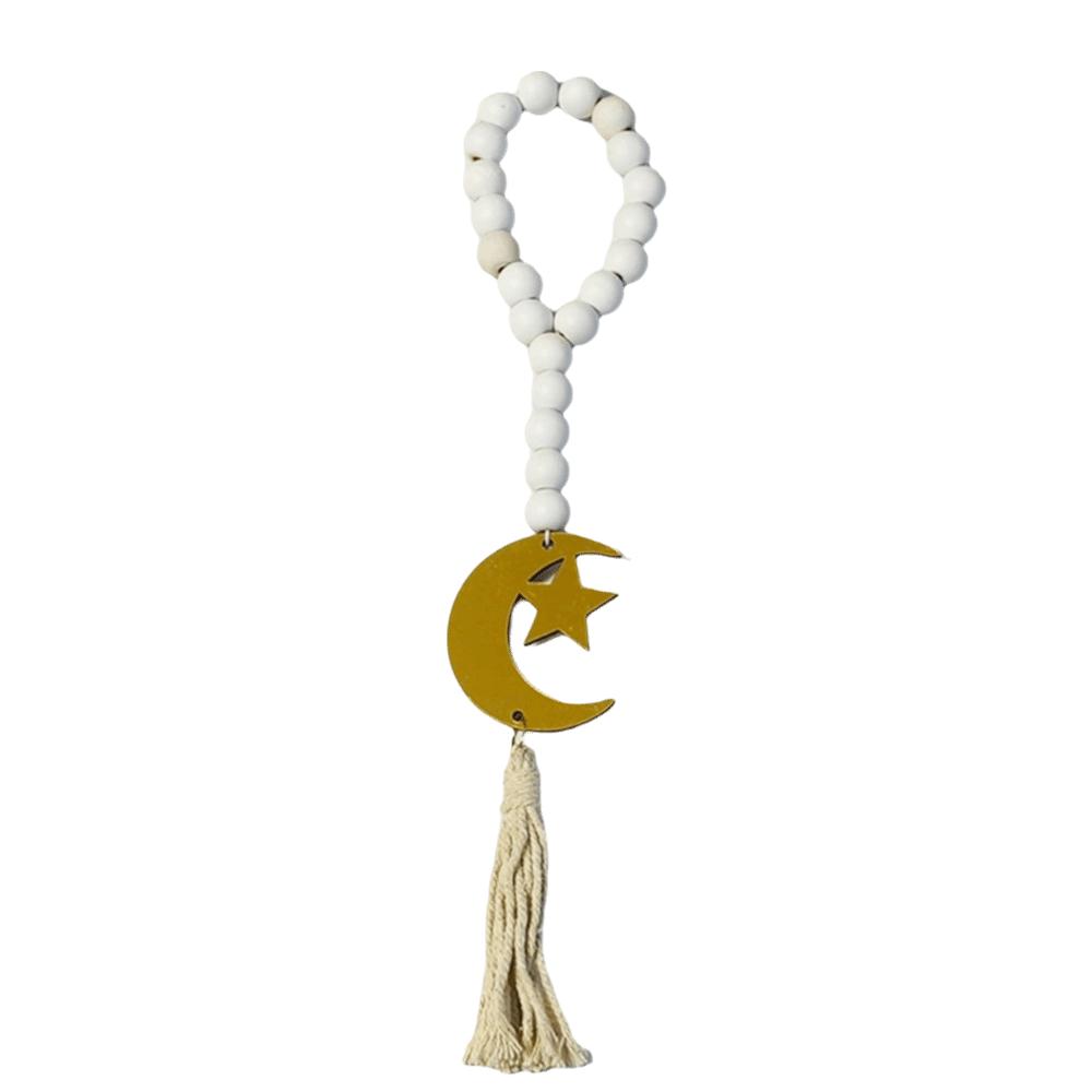 Handmade Wooden Beads Pendant Rustic Style Islamic Hanging Ornament Home Decoration