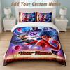 Bedding Set 1 Duvet Cover 2 Pillowcases Miraculous Ladybug Print Soft Bed Linen Bedroom Decor