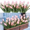 6PCS Total 30 Heads Artificial Tulips Faux Silk Tulip Bouquet Real Touch Flower Arrangement for Home Office Party Wedding Excellent Gift Mothers Day