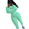 Модные летние однотонные комплекты из двух предметов с вышивкой букв Lucky Label, женский свитер + леггинсы, повседневные спортивные спортивные костюмы женские