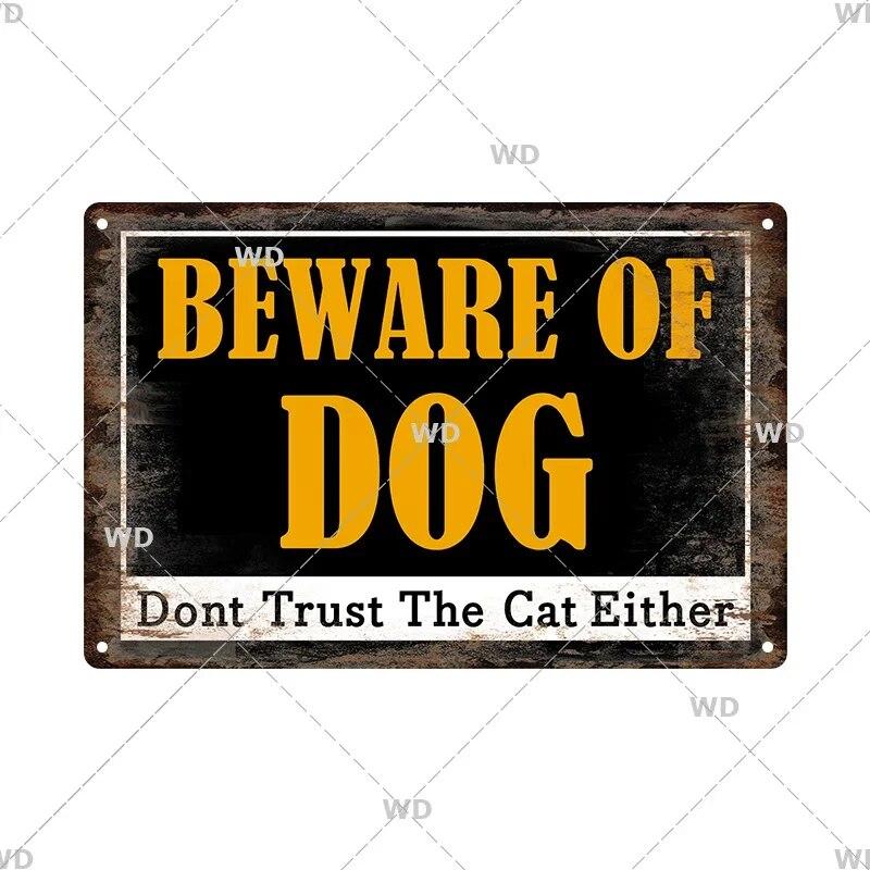 Beware Animals Dog Cat Bull Kraken Chickens Bigfoot Area Retro Tin Sign Caution Decorative Vintage Plaque Metal Poster Decor