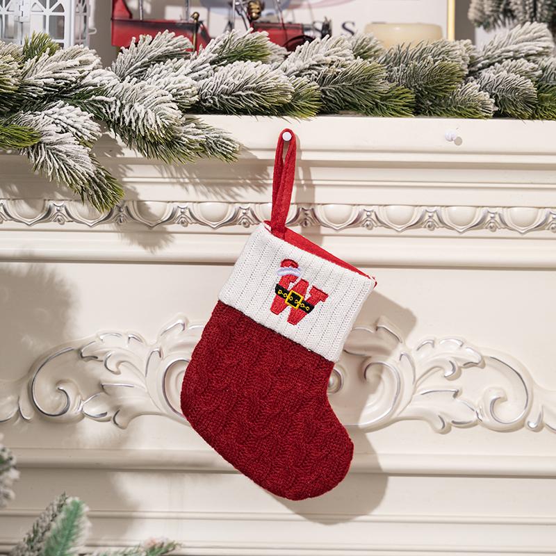 Creative Christmas Decorations Red Knitted Alphabet Embroidered Christmas Socks Color DIY Name Gift Socks