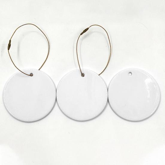 6/12 шт. Рождественский сублимационный-заготовка керамический кулон Белый круглый керамический подвес с золотой нитью для рукоделия Рождественская елка Персонализированный