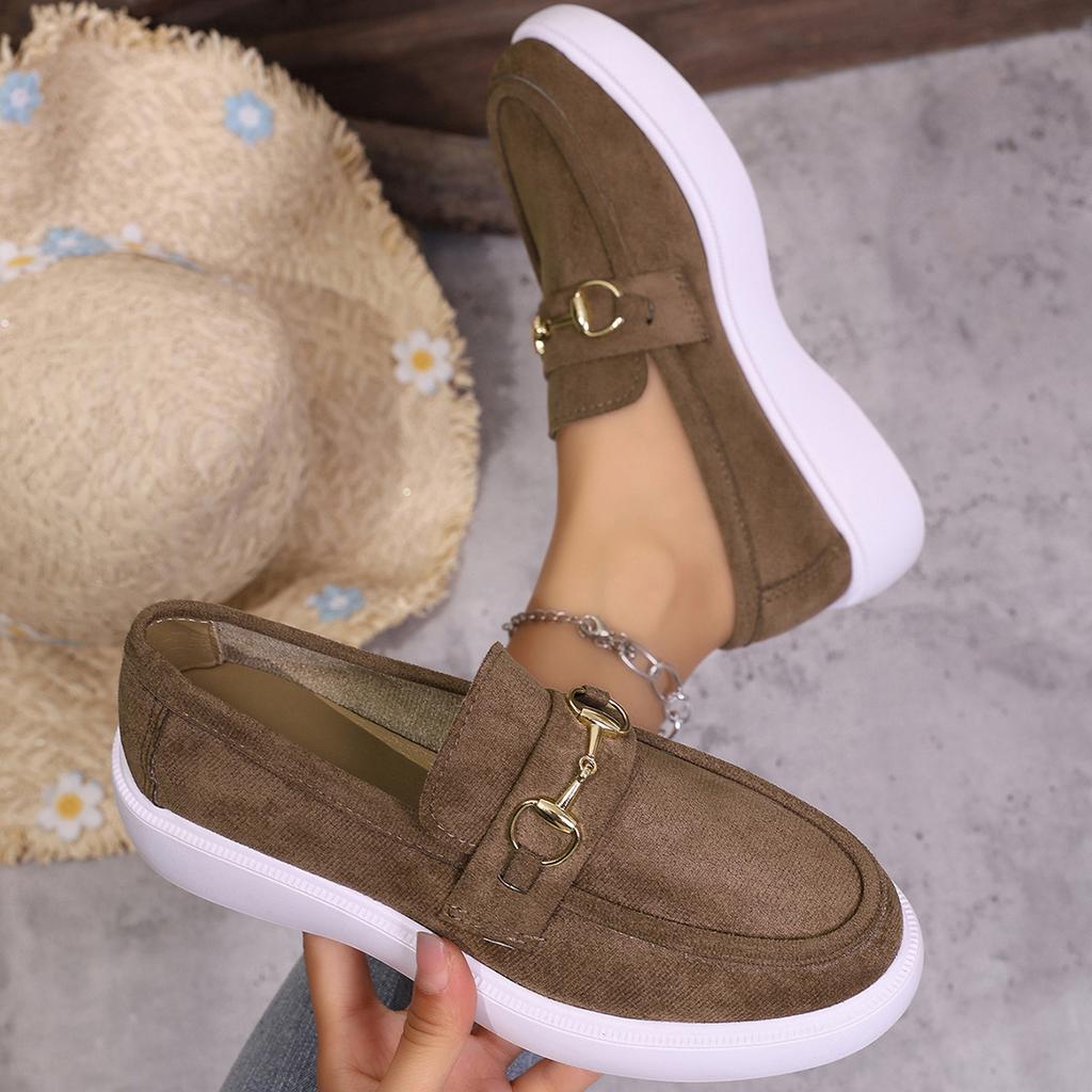 Женские лоферы с металлической пряжкой, слипоны для вождения в британском стиле, удобные мокасины на плоской подошве для женщин