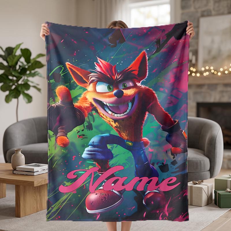 Crash Bandicoot Custom Flannel Blankets Soft Warm Cozy Throws for Home Decor Holiday Gifts