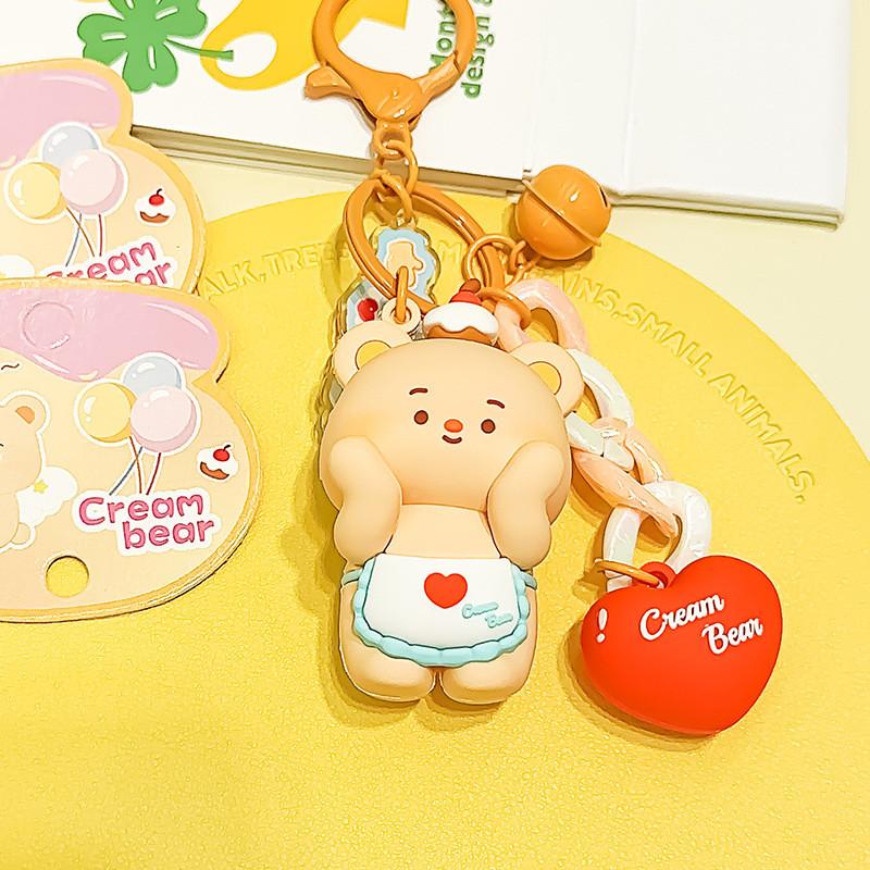 Bear Jinnew Cream Plush Key Tag Pvc Cartoon Keychain For Backpack Or Gift Idea