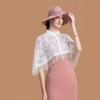 2024 Spring Retro Chinese Shawl for Women - Elegant Cheongsam Collar, Lace Satin Splice, Sun Protection, Ideal with Skirt - White