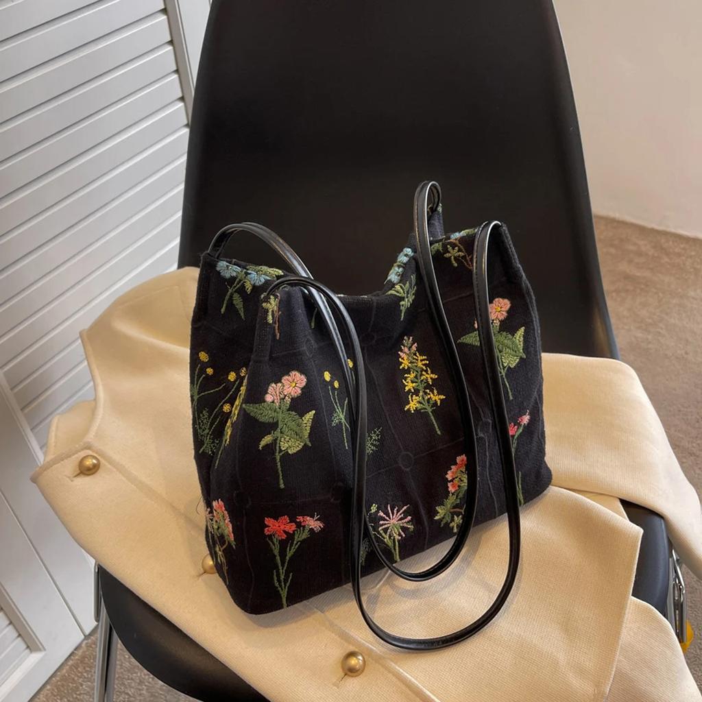 Large Capacity Bag Canvas Leisure Shoulder Bag Floral Small Handbag