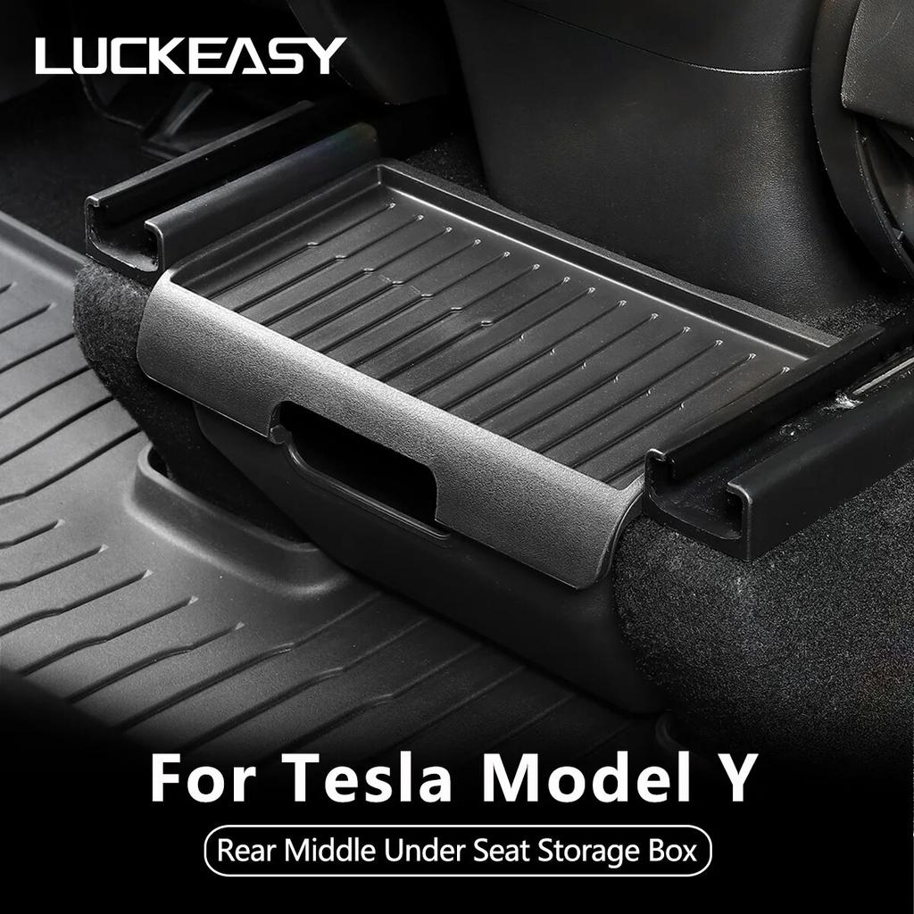 LUCKEASY For Tesla Model Y -2023 The Driver And Passenger Seats Rear Middle Storage Box Under Seat Trash Box Car Accessories