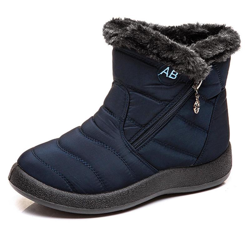 Fashion Women Boots Snow Keep Warm Shoes Woman Waterproof Platform Boots Zipper Boots Ladies Flat Fashion Botas Mujer Winter Boot Female