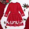Girl's Christmas Lair Collar Elk Snowflake Knit Sweater Dress