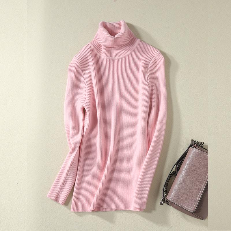 2026 Autumn Winter Women's High Neck Ribbed Knit Sweater - Thick Slim Fit Pullover