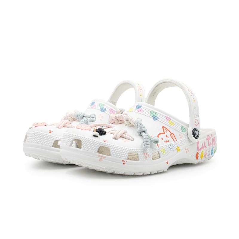 Crocs Классические клоги Розовый Голубой Мяу Звезда ЭВА Градиент Стильные Удобные и Универсальные Дырочные туфли для мужчин и женщин белый