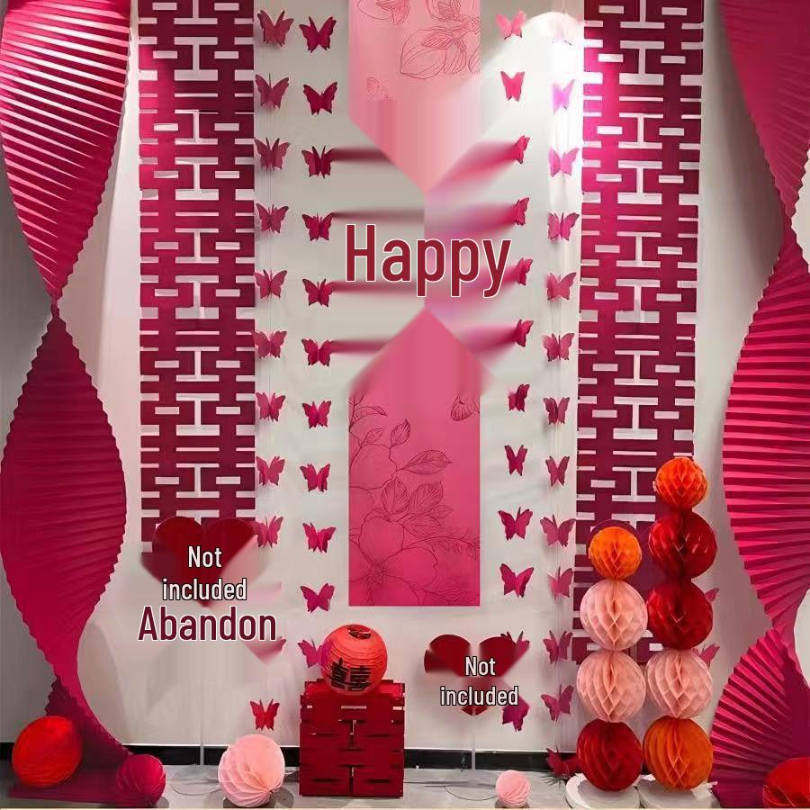 Wedding Ceremony Hanging Cloth Banner Set - Double Happiness Backdrop & Room Decor