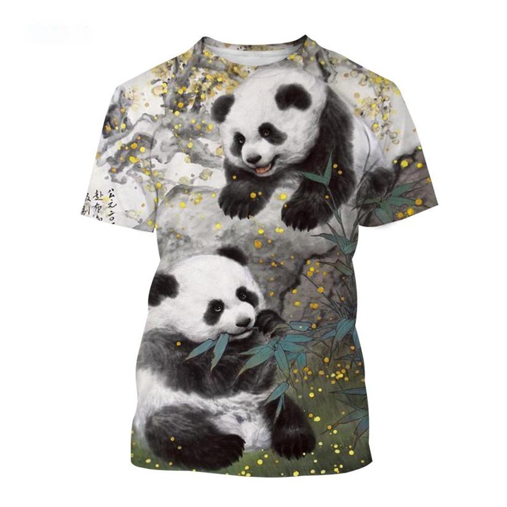 Summer  Selling Fashion 3d Printed T-shirt Cute Panda Design Casual Short Sleeved Comfortable Top