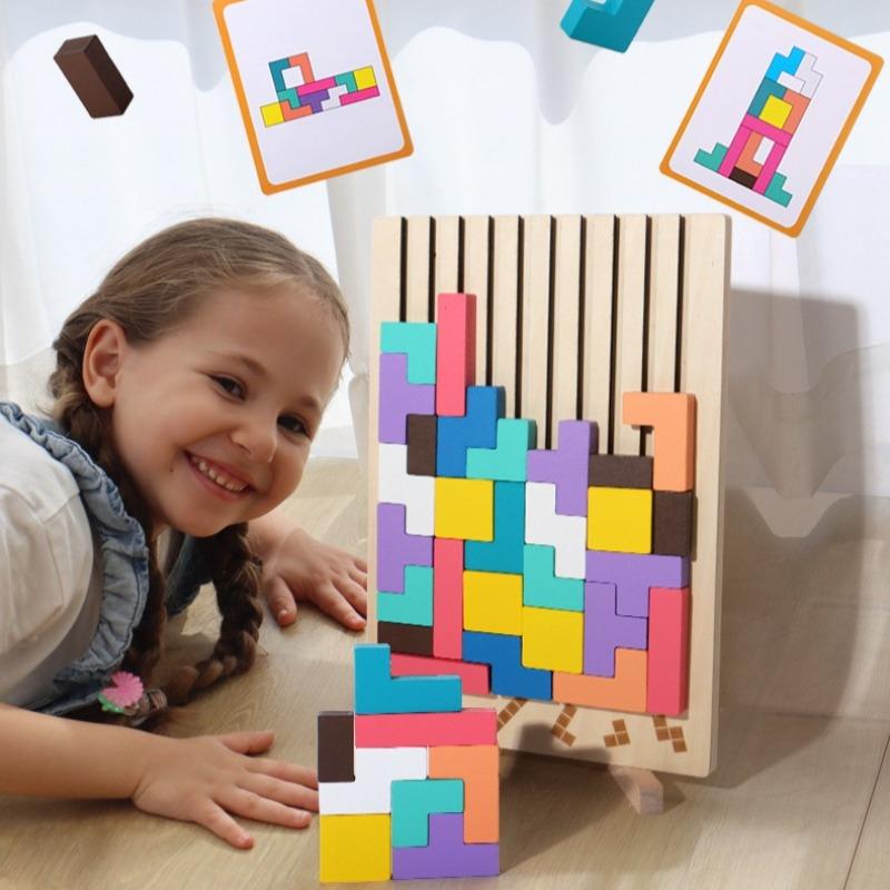 Деревянная 3D-головоломка, Строительные блоки, Игра-головоломка, Логические развивающие игрушки для малышей, Интерактивные игры для родителей и детей