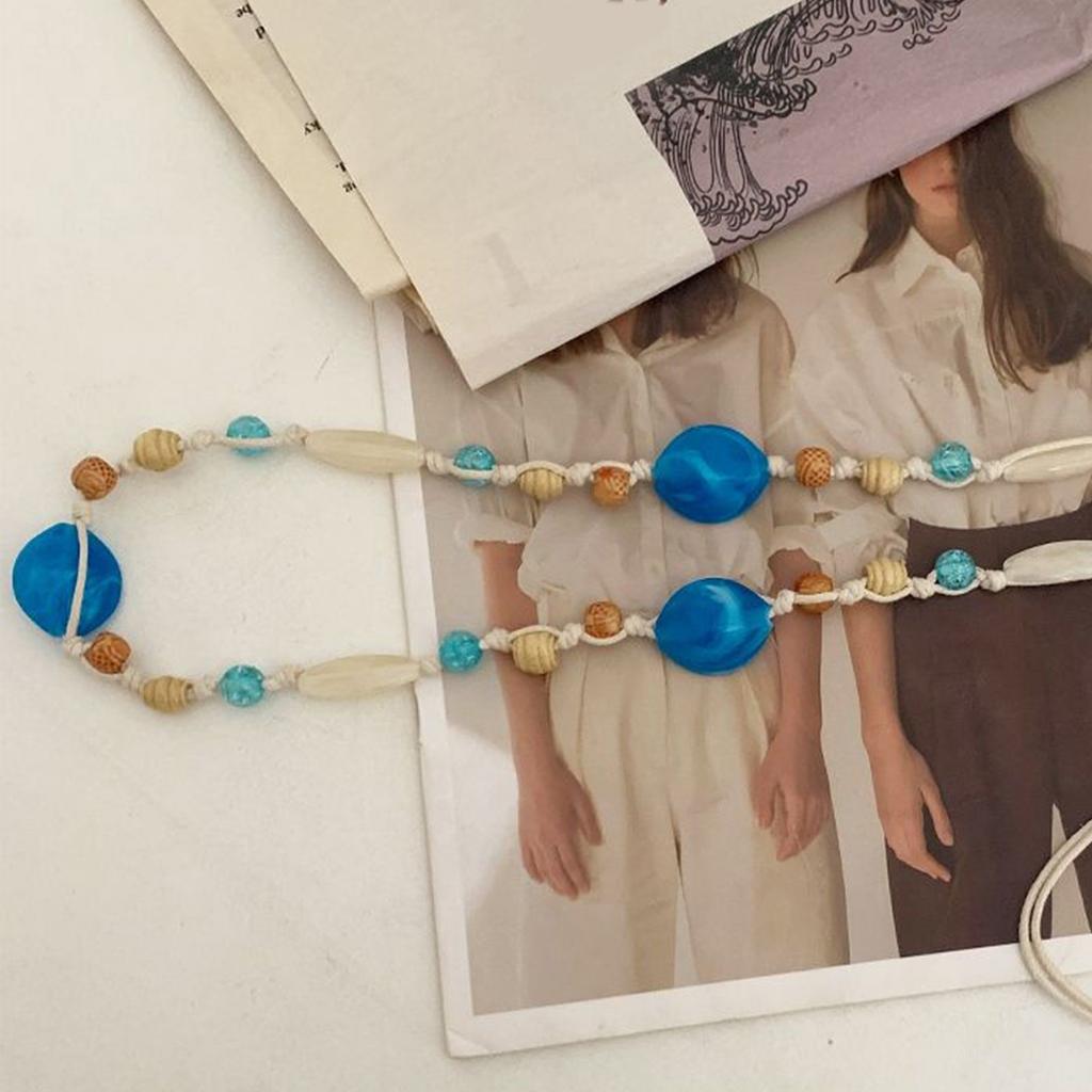 Adjustable Bohemian Braided Waist Rope with Beaded Design Waist Jewelry for Dresses and Skirts Wax Rope Accessory