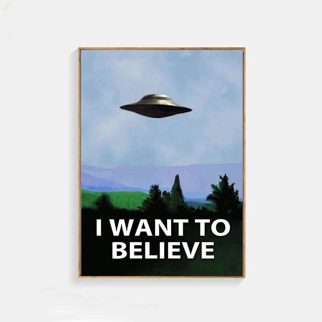 New Arrivals, Cartoon Poster, "I Want To Believe", X-file, Canvas Printing, Oil Painting, Decoration for Home