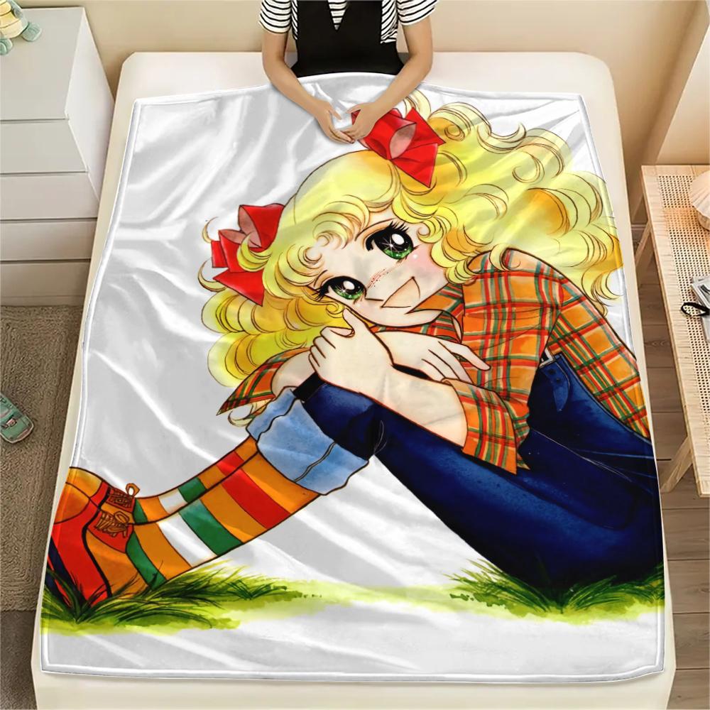 1PC Candy Candy Print Flannel Blanket, High quality All Seasons, Home Decor, Warmth and Comfort, Perfect for Christmas Gifts