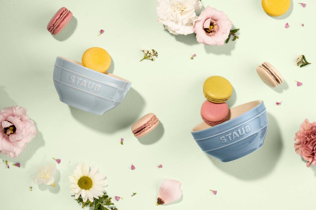 Staub Ceramic Macaron Set of Japanese Ceramic Bowl Bowls, 12cm, Blue, 2, Microwave-Safe [Official Product] Z1023-686