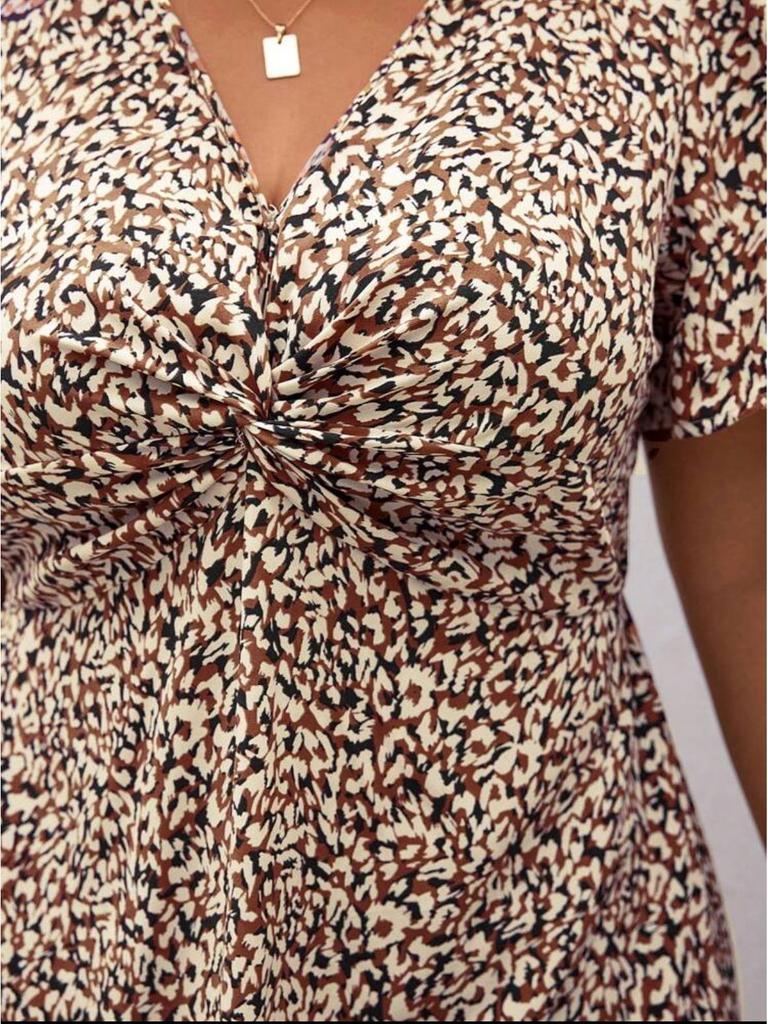 Женское короткое платье большого размера с леопардовым принтом, европейский и американский стиль, лето 2025