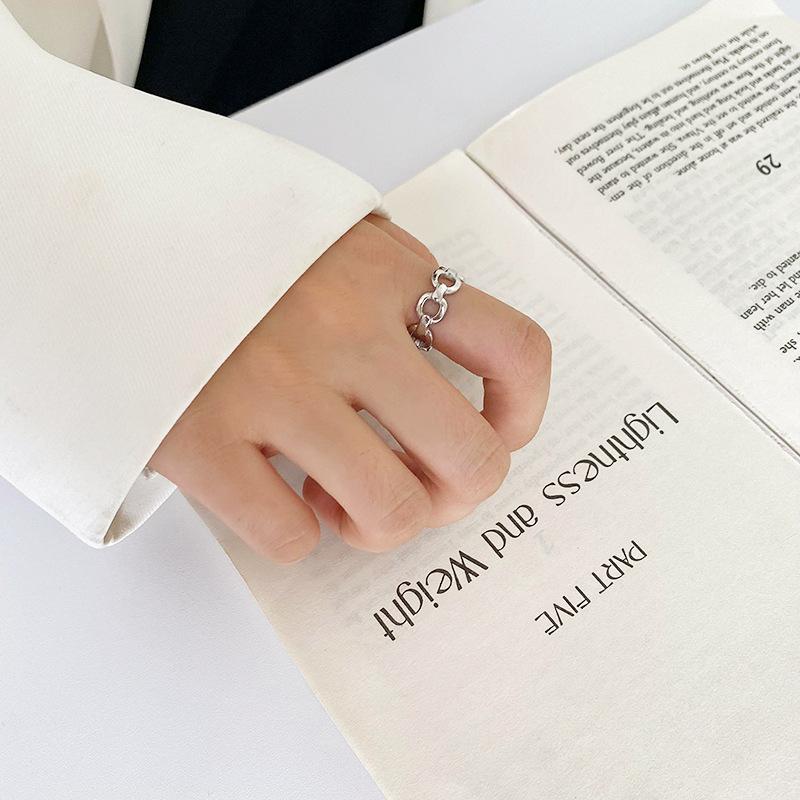 Кольцо-цепочка из титановой стали, Модное открытое регулируемое кольцо, Простое и универсальное парное кольцо из нержавеющей стали