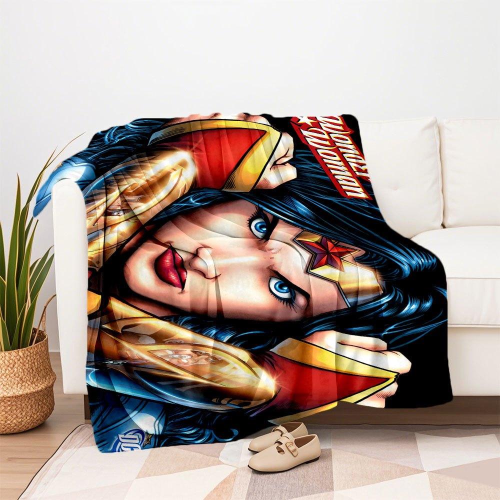 Wonder Woman DC Comics Book Cover Art Print PosterBlanket Flannel Throw Blanket for Sofa, Bed, Travel, Camping, Office, Couch, Chair