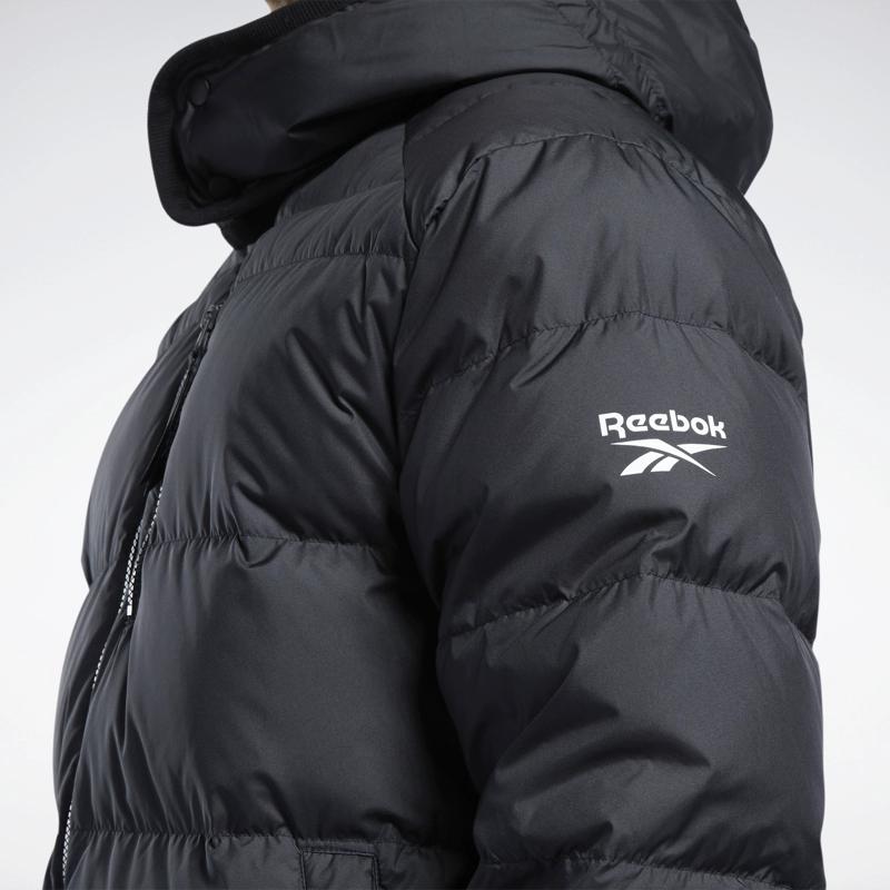 Reebok Мужские пуховики Черный с капюшоном Умеренный пуховик GR8979