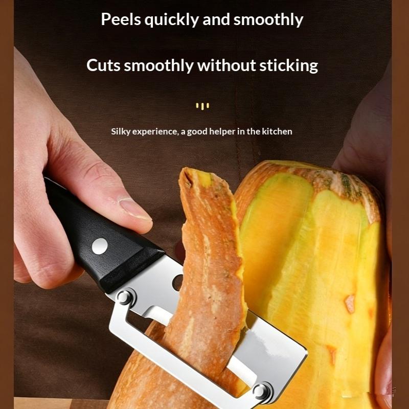 Stainless Steel Flat Edge Vegetable Peeler Potato Slicer Knife Easy Grip Handle Melon Grater for Quick Fruit Prep